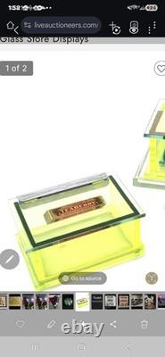 Awesome Clark's Teaberry Gum Yellow Uranium Glass Display Box with Embosed
