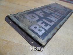 BELMAR ICE Co OFFICE Original Old Scalloped Chip Glass Reverse Under Glass Sign