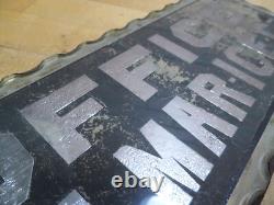 BELMAR ICE Co OFFICE Original Old Scalloped Chip Glass Reverse Under Glass Sign