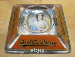 BETSY ROSS CIGARS Old Advertising Glass Change Receiver Tray Sign Brunhoff Ohio