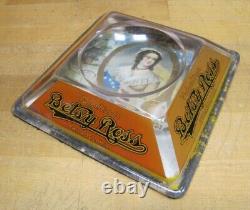 BETSY ROSS CIGARS Old Advertising Glass Change Receiver Tray Sign Brunhoff Ohio