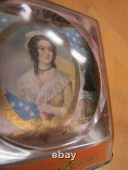 BETSY ROSS CIGARS Old Advertising Glass Change Receiver Tray Sign Brunhoff Ohio