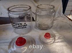 BUNDLE DEAL (2) GLASS STORE DISPLAY JARS With LIDS- PLANTERS & TOM'S
