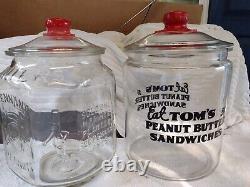 BUNDLE DEAL (2) GLASS STORE DISPLAY JARS With LIDS- PLANTERS & TOM'S