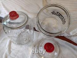 BUNDLE DEAL (2) GLASS STORE DISPLAY JARS With LIDS- PLANTERS & TOM'S