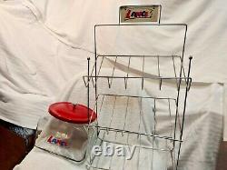 BUNDLE DEAL- VINTAGE LANCE SNACKS METAL RACK & GLASS LANCE JAR With LID