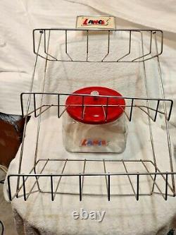 BUNDLE DEAL- VINTAGE LANCE SNACKS METAL RACK & GLASS LANCE JAR With LID