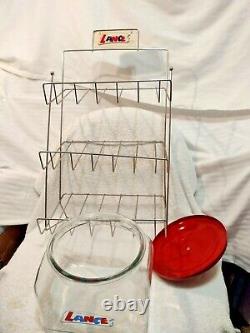 BUNDLE DEAL- VINTAGE LANCE SNACKS METAL RACK & GLASS LANCE JAR With LID