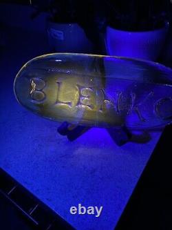 Blenko Pale Yellow Glass Retail Advertising Store Dealer Display Sign Inclusion