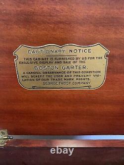 Boston Garter Store Display Cabinet Advertising Case Mahogany Wood Glass c1900s