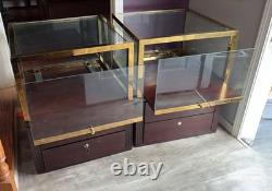 Brooks Brothers Madison Ave Store Glass, Brass, Wood Display Cabinets A Pair