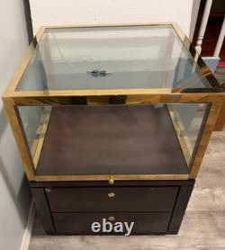 Brooks Brothers Madison Ave Store Glass, Brass, Wood Display Cabinets A Pair