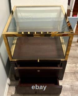 Brooks Brothers Madison Ave Store Glass, Brass, Wood Display Cabinets A Pair