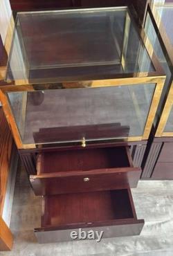 Brooks Brothers Madison Ave Store Glass, Brass, Wood Display Cabinets A Pair