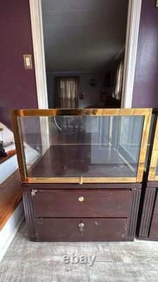 Brooks Brothers Madison Ave Store Glass, Brass, Wood Display Cabinets A Pair