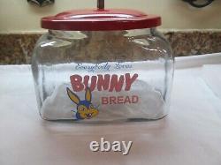 Bunny Bread Advertisement Glass Jar With Lid NEW OLD STOCK EXC COND