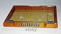 C1930s-1940s GILLETTE Safety RAZOR Wood-Glass+Metal Adv STORE DISPLAY Show Case