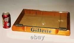 C1930s-1940s GILLETTE Safety RAZOR Wood-Glass+Metal Adv STORE DISPLAY Show Case