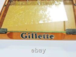 C1930s-1940s GILLETTE Safety RAZOR Wood-Glass+Metal Adv STORE DISPLAY Show Case