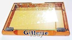 C1930s-1940s GILLETTE Safety RAZOR Wood-Glass+Metal Adv STORE DISPLAY Show Case