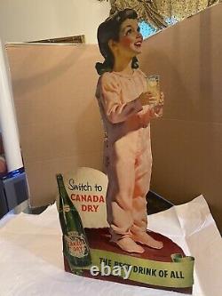 CANADA DRY VTG EASEL BACK STORE DISPLAY WithGIRL 28 X 16 THE BEST DRINK OF ALL