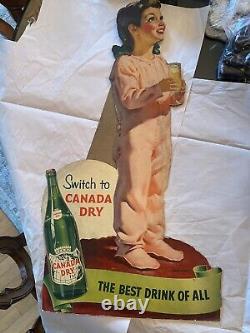 CANADA DRY VTG EASEL BACK STORE DISPLAY WithGIRL 28 X 16 THE BEST DRINK OF ALL