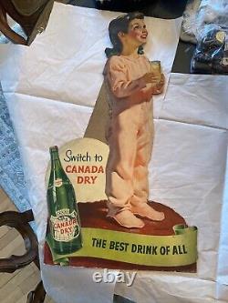 CANADA DRY VTG EASEL BACK STORE DISPLAY WithGIRL 28 X 16 THE BEST DRINK OF ALL