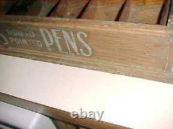 Circa 1900 HUNT'S PENS OAK COUNTER-TOP MERCHANDISER GREAT DISPLAY