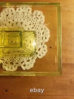 Clark's TEABERRY Gum Yellow VASELINE Glass Footed TIP TRAY Store Display
