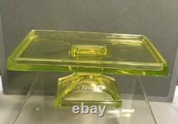 Clarks Teaberry Gum Uranium Vaseline Glass Footed Stand Store Display c. 1920s