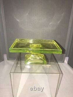 Clarks Teaberry Gum Uranium Vaseline Glass Footed Stand Store Display c. 1920s