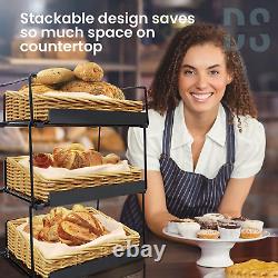 DS THE DISPLAY STORE 3 Tier Countertop Willow Basket Stand, Chalk Label & Retail