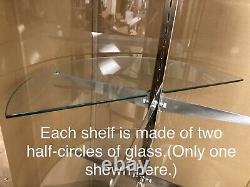 Display Cabinet Lighted Round Glass Shelves Acrylic Store Fixture Lock Key