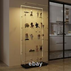 Display cabinet with LED light strips, door lock, and casters