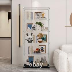 Display cabinet with LED light strips, door lock, and casters