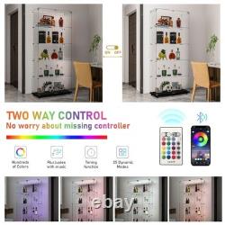 Display cabinet with LED light strips, door lock, and casters