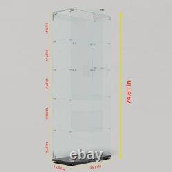 Display cabinet with LED light strips, door lock, and casters