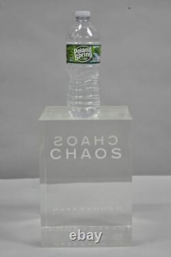 Donna Karan Chaos Heavy Acrylic Lucite Cube Perfume Retail Pedestal Display