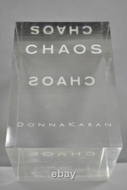 Donna Karan Chaos Heavy Acrylic Lucite Cube Perfume Retail Pedestal Display