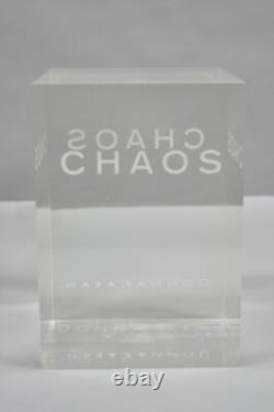 Donna Karan Chaos Heavy Acrylic Lucite Cube Perfume Retail Pedestal Display