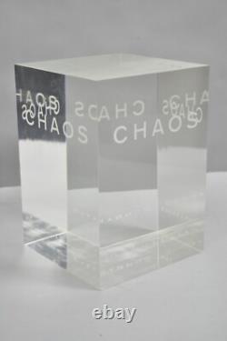 Donna Karan Chaos Heavy Acrylic Lucite Cube Perfume Retail Pedestal Display