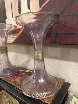 Drugstore Shelf Risers Amethyst Purple Glass 8.25 Set Pair Antique Art Deco Eu