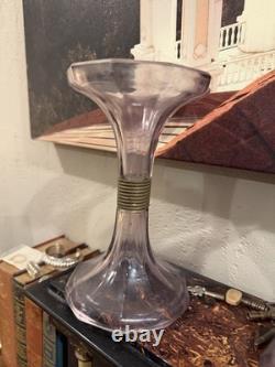 Drugstore Shelf Risers Amethyst Purple Glass 8.25 Set Pair Antique Art Deco Eu