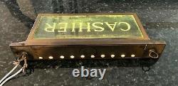 Early 1900's Brass, Glass, Electric Lighted CASHIER Sign