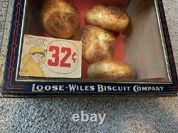 Early general store glass front bisuit box- loose wiles biscuit company
