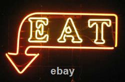 Eat Arrow Neon Sign Custom Display Real Glass Store Restaurant Sign Lamp 24