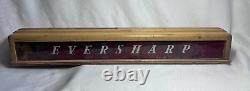 Eversharp Pens Vtg Reverse Painted Lighted Store Display Advert Sign Wood Glass