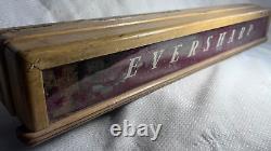 Eversharp Pens Vtg Reverse Painted Lighted Store Display Advert Sign Wood Glass