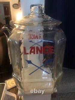 FABULOUS Original Lance Jar Store Display Large with Rare Glass Lid