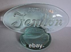 FENTON Dealer Counter 5 Display Sign Iridescent Aqua Green Glass